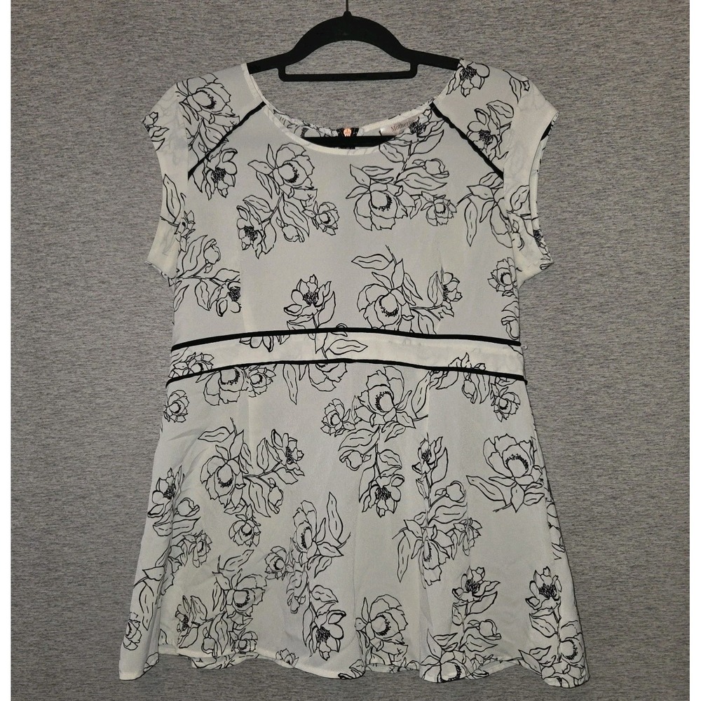 Motherhood Maternity Sleeveless Floral Blouse Women's Size Small Top White Black